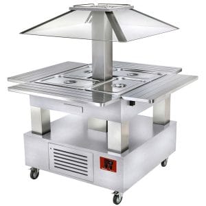 Island bain-marie varm buffé 4x GN1/1-150 (vitt trä)