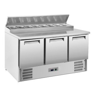 Kylbänk 3 dörrar GN 1/1, + kylkonstruktion 8x GN1/6-150 mm